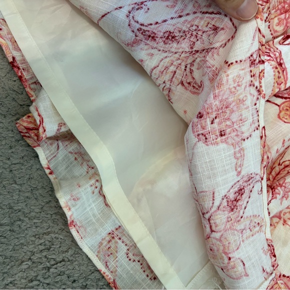 NWT Express Pink Off White Floral Paisley Layered A-Line Linen Skirt Women’s 4 - Picture 6 of 8